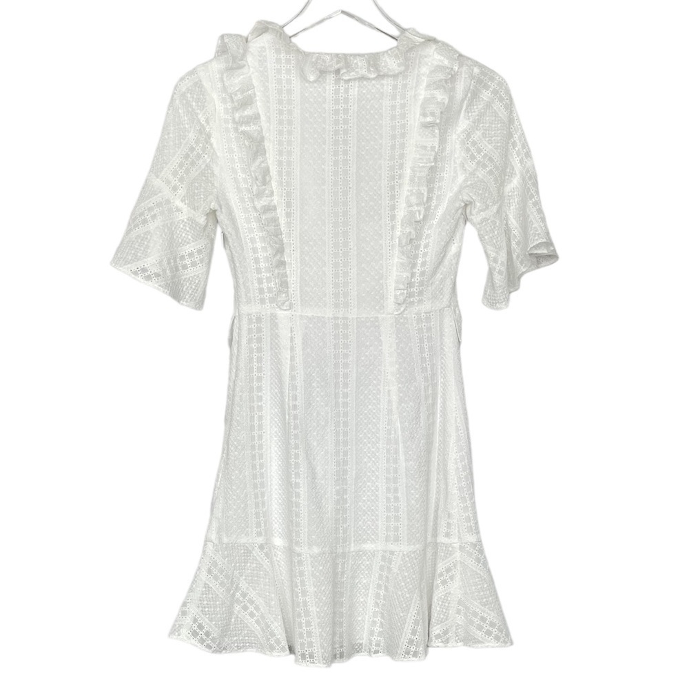 bebe White Eyelet Ruffle Midi Dress - Picture 2 of 11